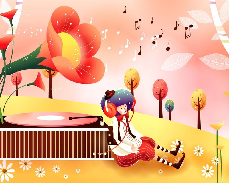 Child with Headphones — Yellow, Cheerful