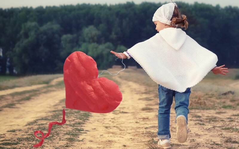 Child with Heart-shaped Kite