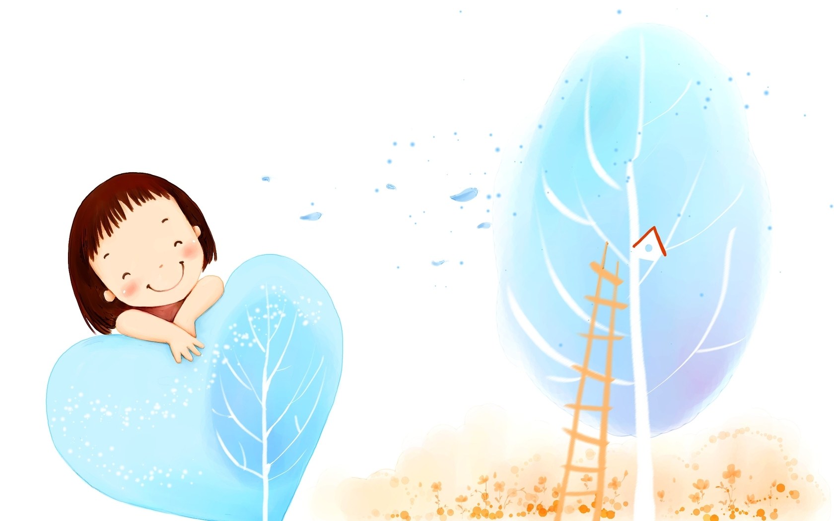 child with heart-shaped leaf