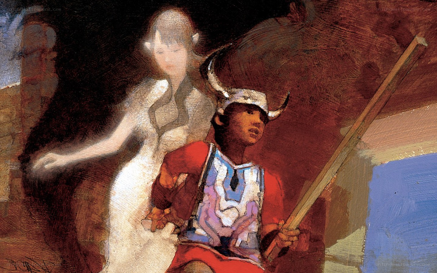 child with horned helmet