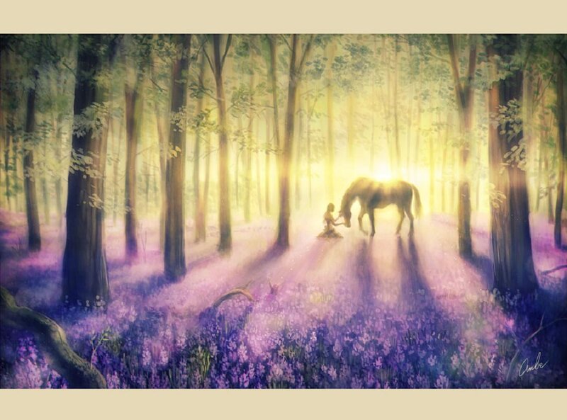 Child with Horse in Forest