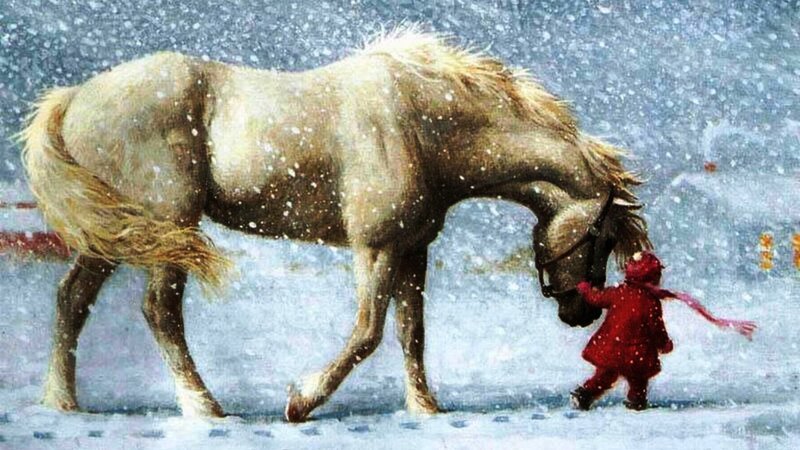 Child with Horse in Snow