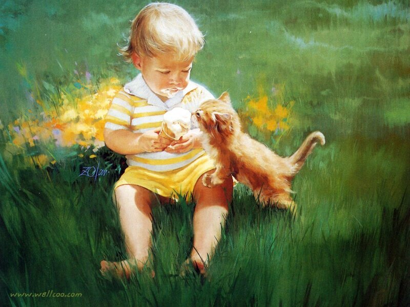Child with Kitten