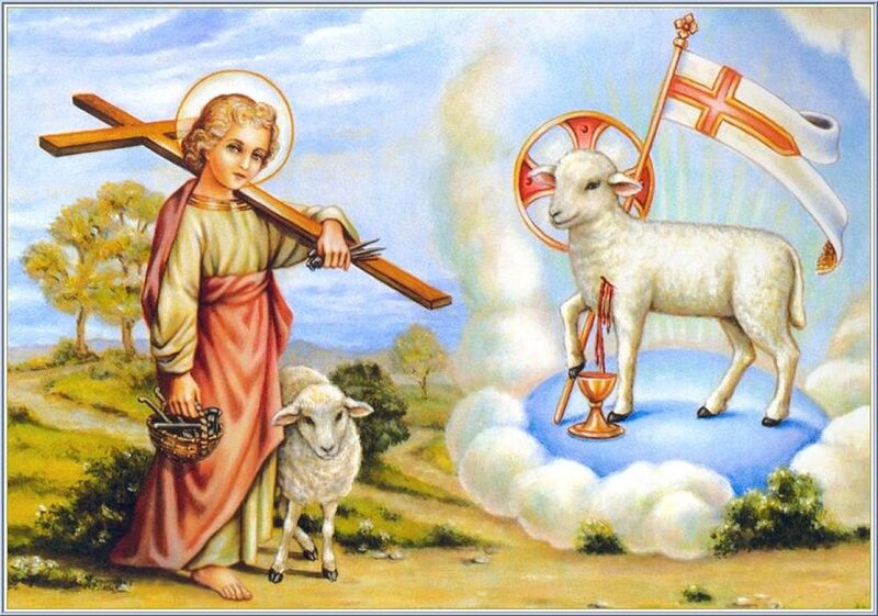 Child with Lamb — Blue