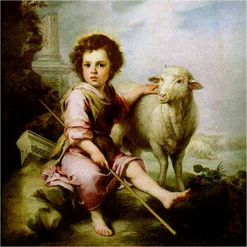 Child with Lamb — Pink