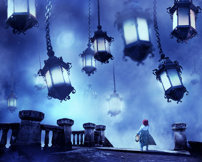 Child with Lantern — Blue