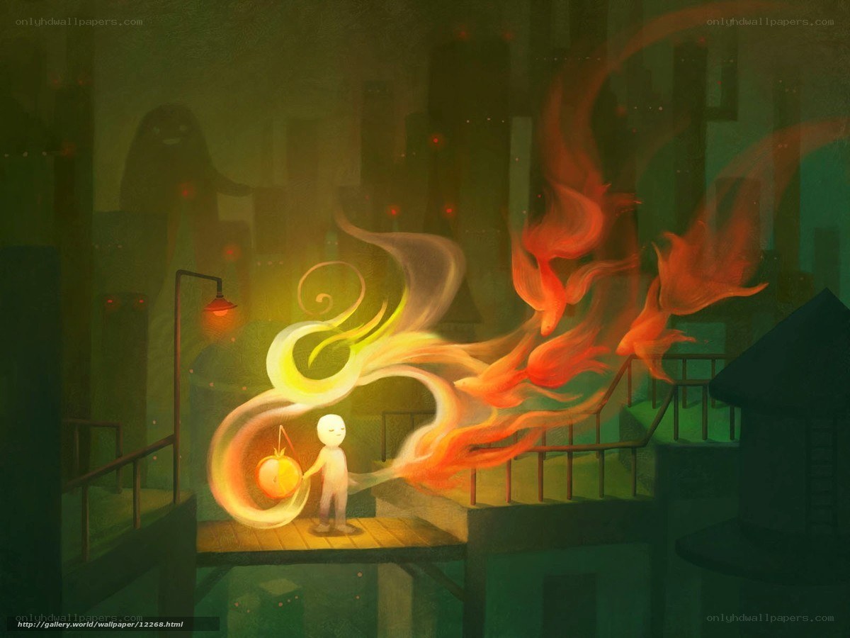 child with lantern in city