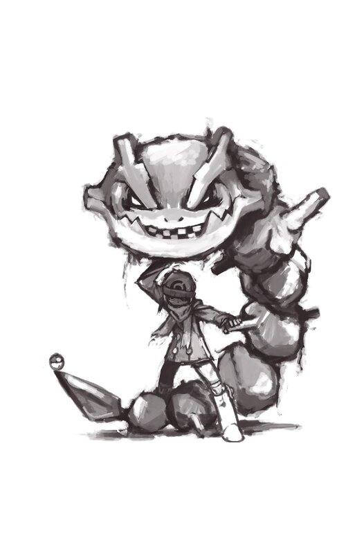 Child with Large Creature — Black