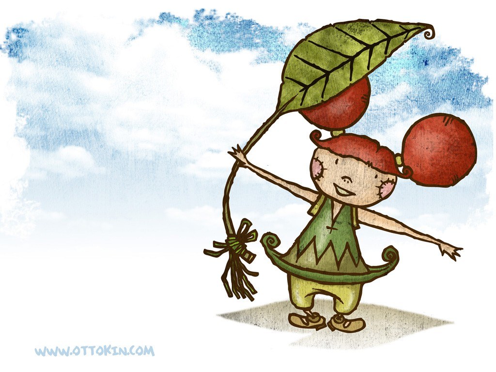 child with leaf umbrella