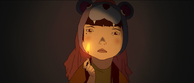 child with match in dark