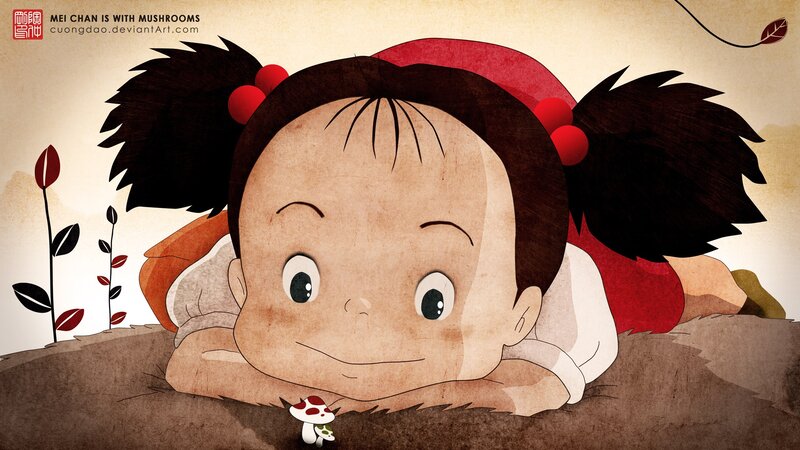 child with mushrooms