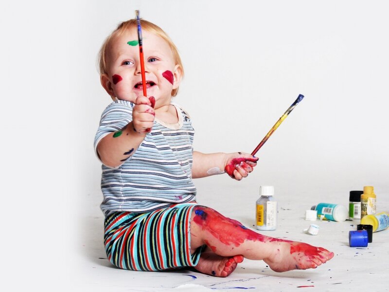 Child with Paintbrush — White