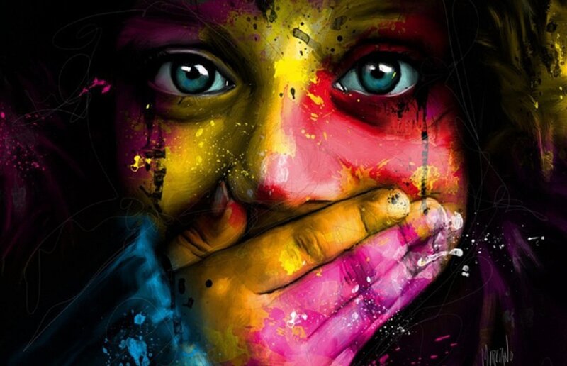 Child with Painted Face — Yellow, Dramatic