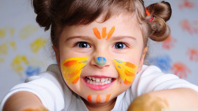 Child with Painted Face — Yellow