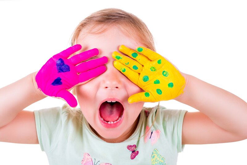Child with Painted Hands — Pink