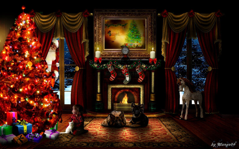 Child with Pets in Living Room