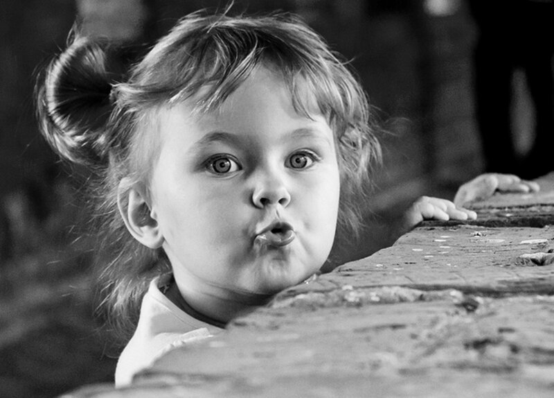 Child with Pigtails — Black
