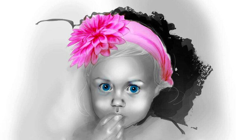 Child with Pink Flower — Dreamy