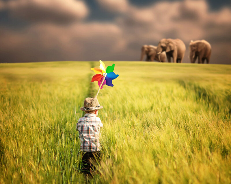Child with Pinwheel