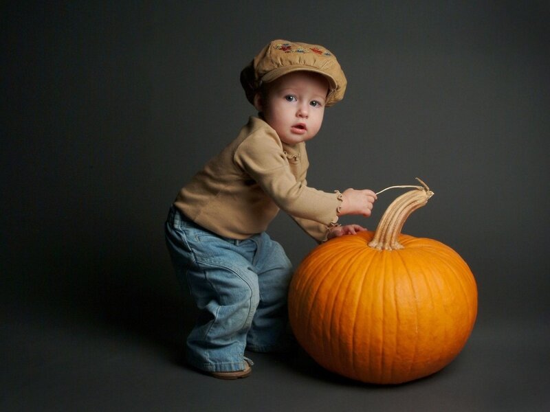 Child with Pumpkin — Orange, Neutral