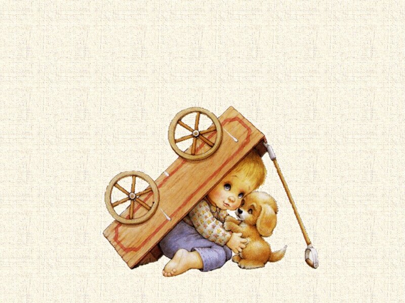Child with Puppy and Toy