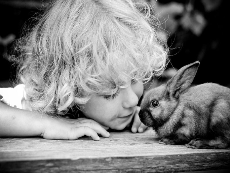 Child with Rabbit — Black