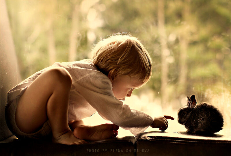 Child with Rabbit — Brown