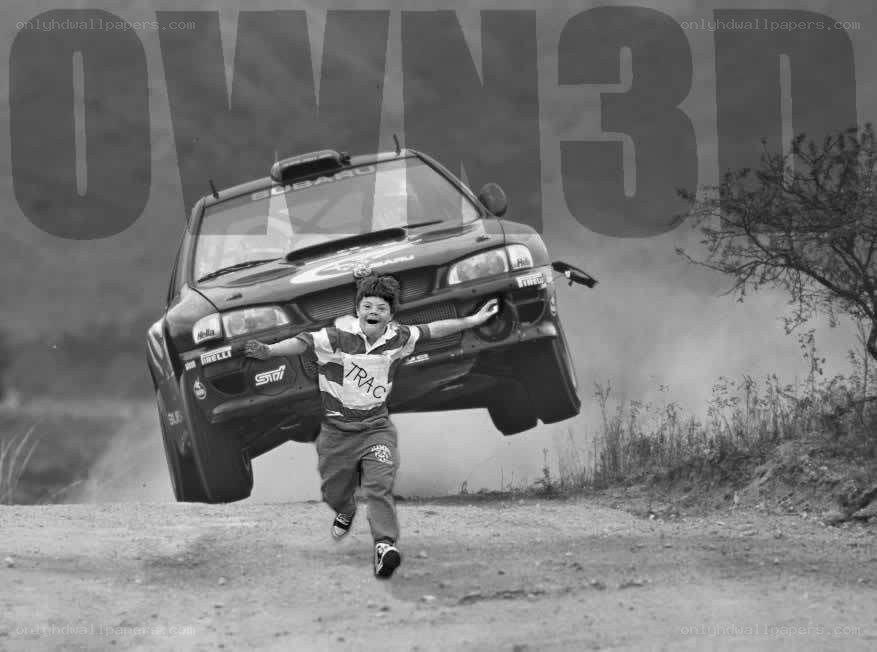 child with rally car