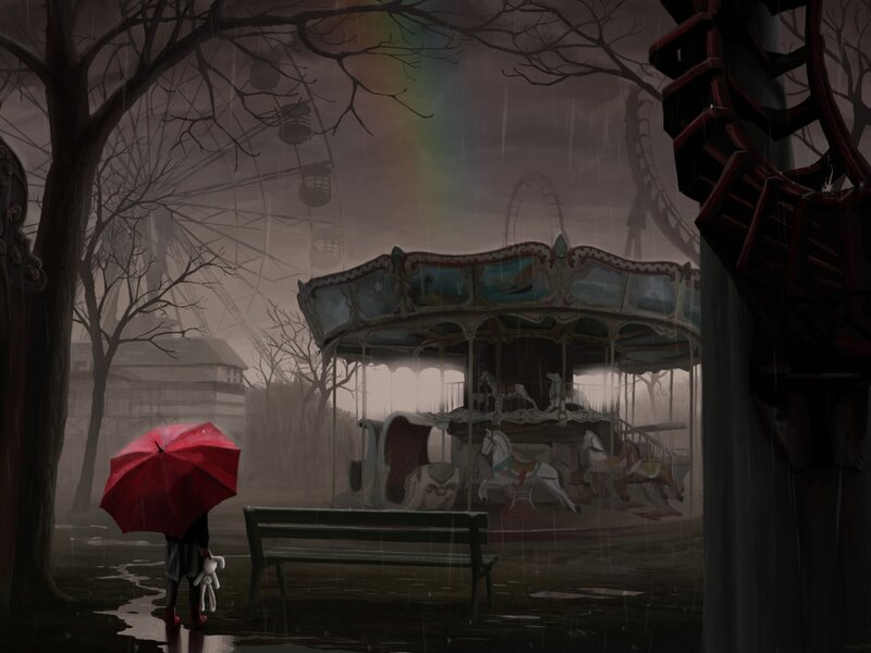Child with Red Umbrella — Melancholic