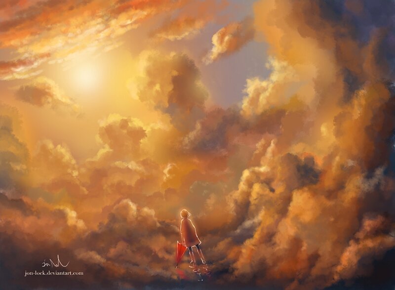 Child with Red Umbrella — Orange