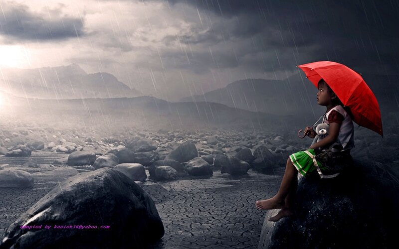 Child with Red Umbrella
