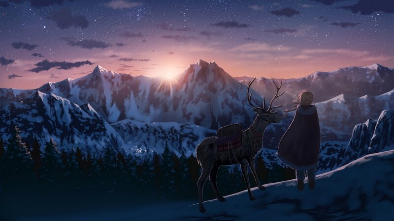 Child with Reindeer — Purple, Serene