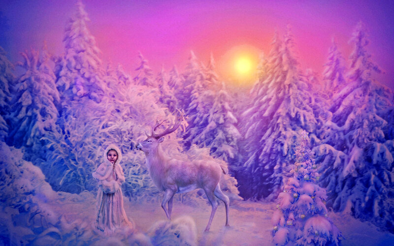 Child with Reindeer — Purple