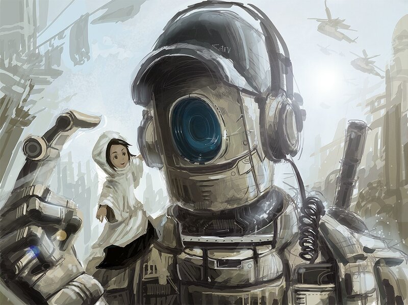 Child with Robot — Gray