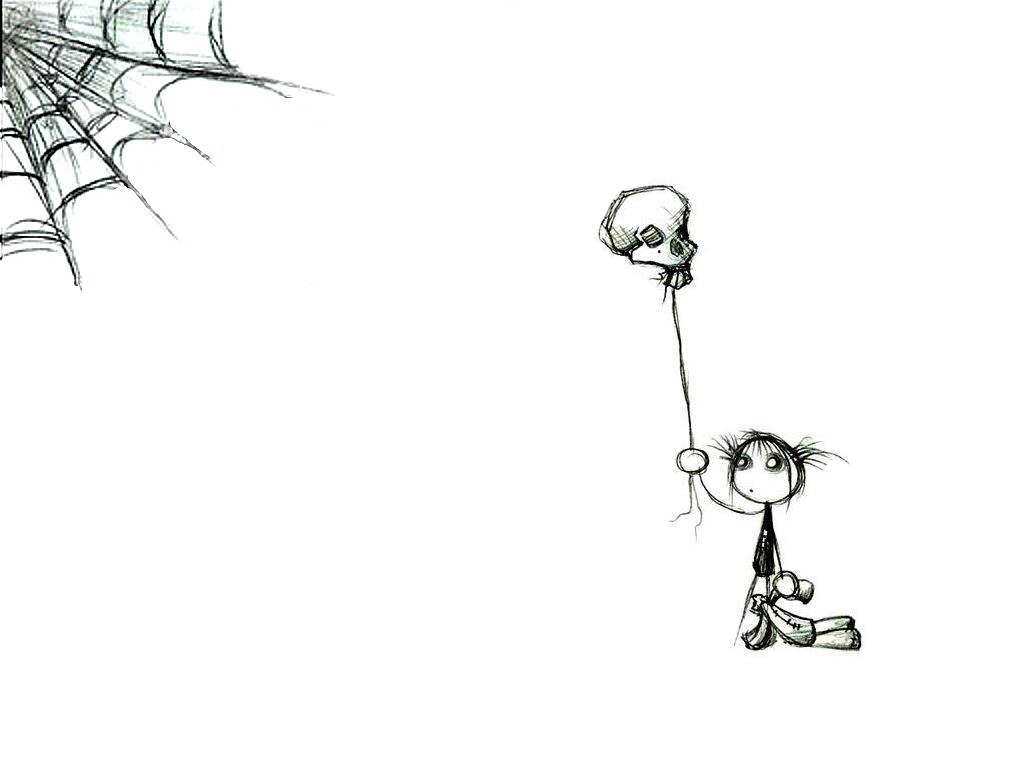 Child with skull balloon