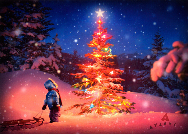 Child with Sled in Snow