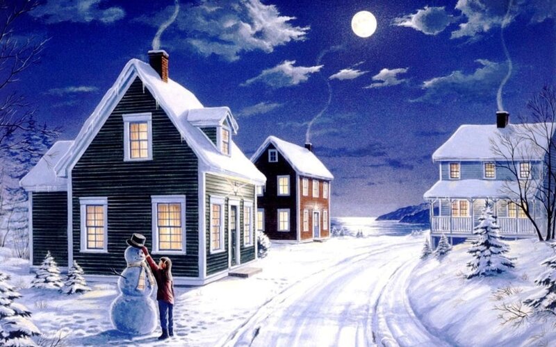 Child with Snowman — Blue