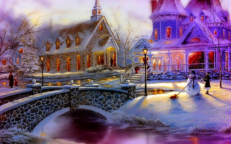 Child with Snowman — Purple