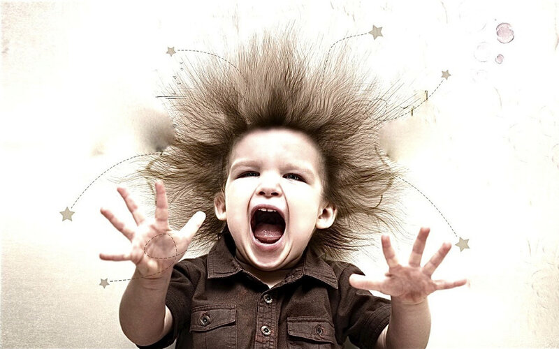 Child with Static Hair — Brown