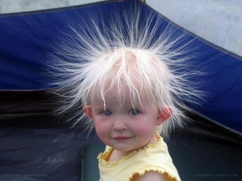 child with static hair