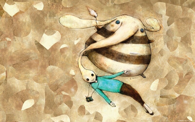 Child with Striped Creature