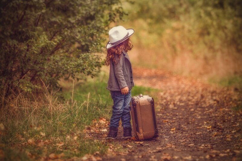 Child with Suitcase — Brown