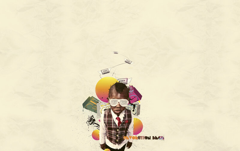 child with sunglasses and music collage