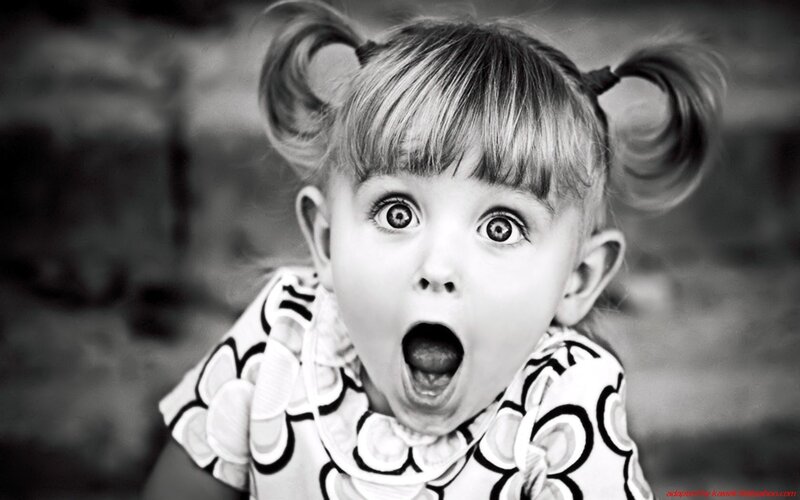 child with surprised expression