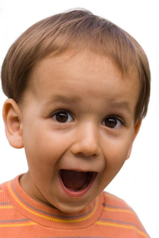 child with surprised expression