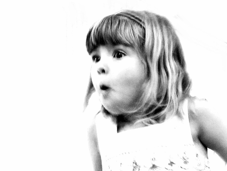 child with surprised expression