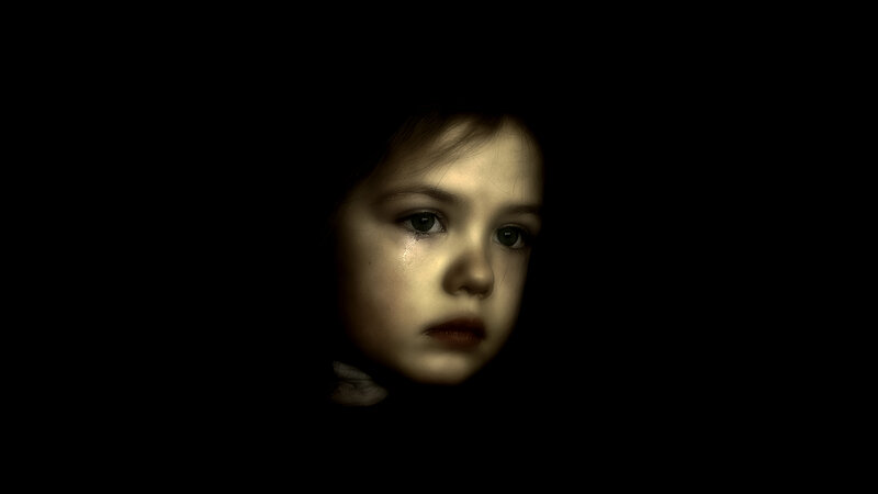 Child with Tear on Cheek — Black