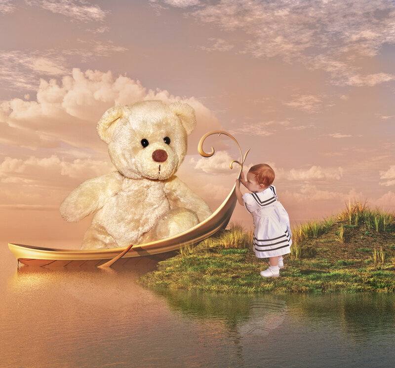 Child with Teddy Bear — Gold