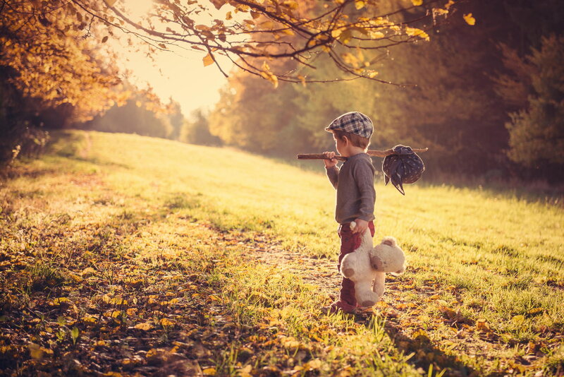 Child with Teddy Bear — Golden