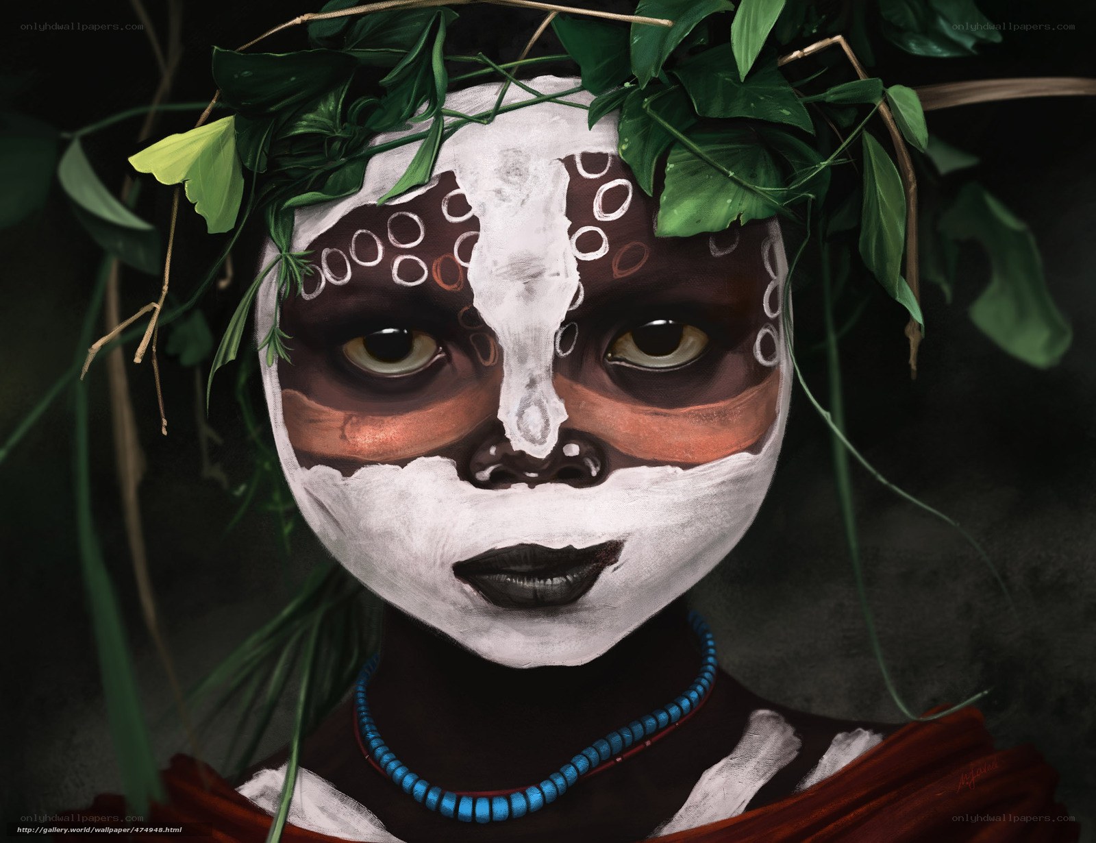 child with tribal face paint